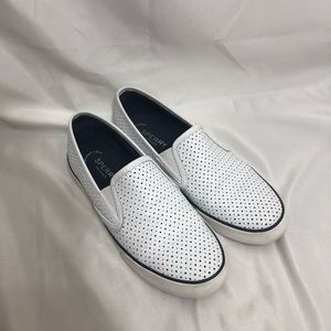 White leather Sperry